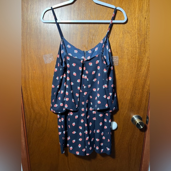 Mango Casual size M dark blue with strawberry print romper - Picture 3 of 3
